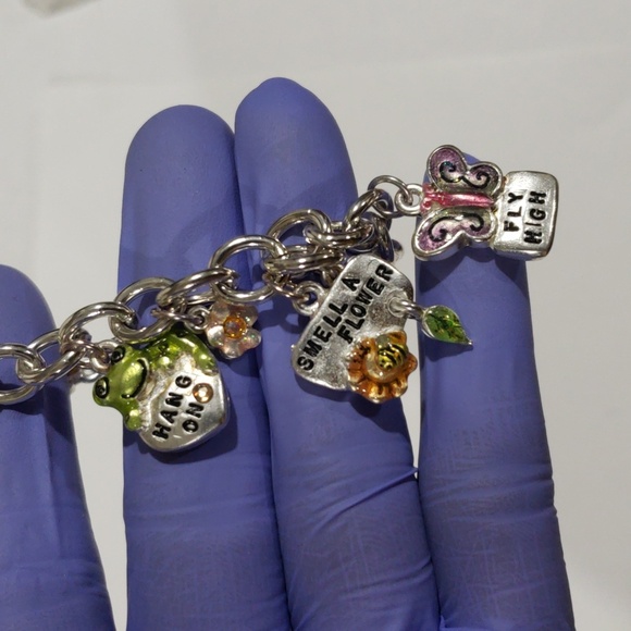 Whimsical Silver-Tone Charm Bracelet – Colorful Inspirational Pendants, Jewelry - Picture 9 of 11